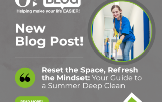Reset the space, refresh the mindset - your guide to a summer deep clean. Office Essentials Blog Post, featuring an image of an office cleaner mopping the floor.